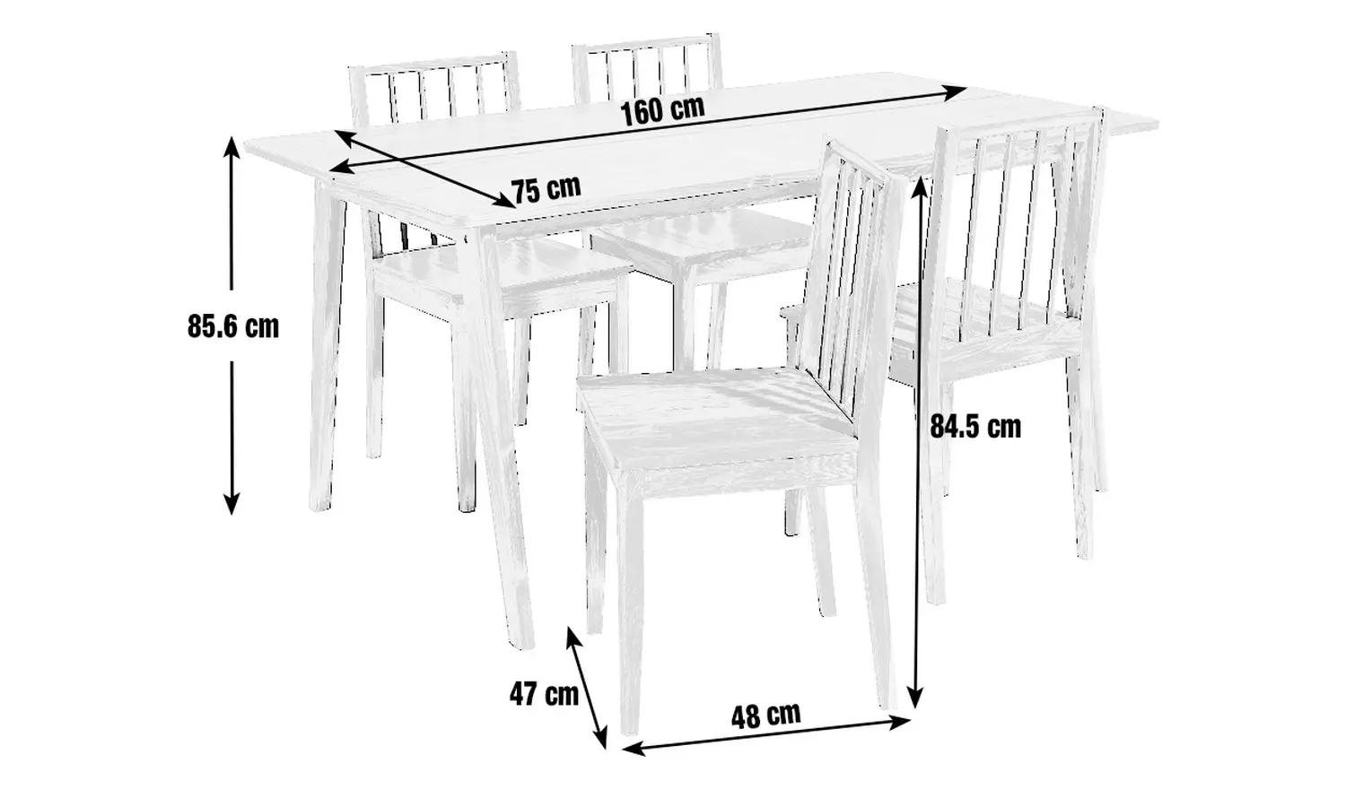 Habitat Nel Black Dining Table & 4 Black Chairs