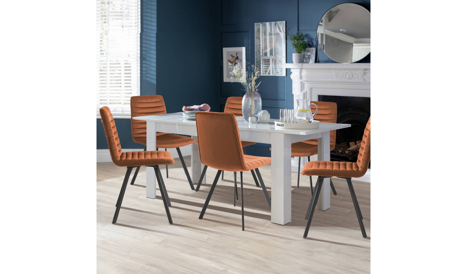 Argos Home Miami Extend Oak Dining Table & 4 Copper Chairs