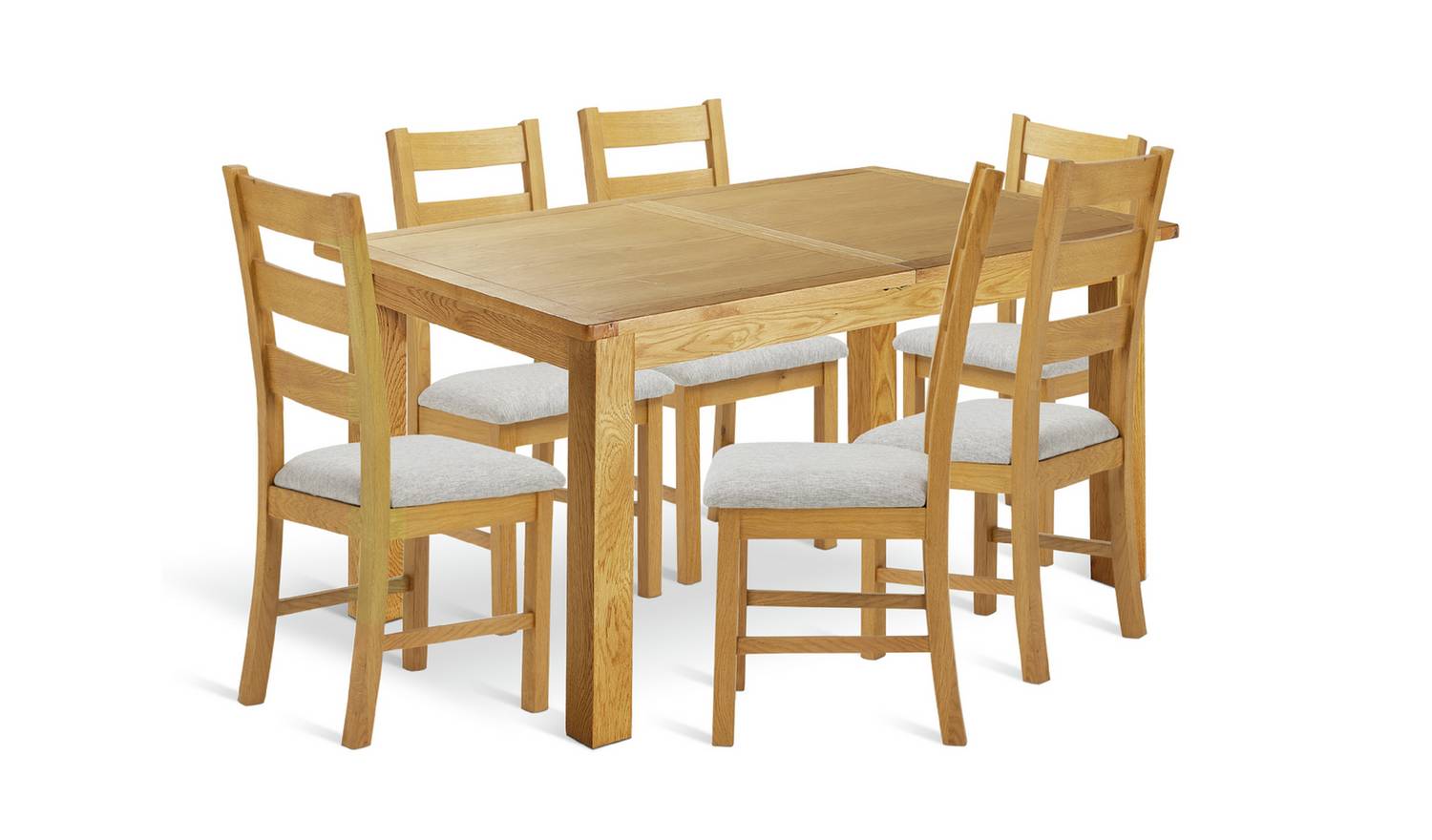 Argos Home Ashwell Ext Oak Dining Table & 6 Grey Chairs