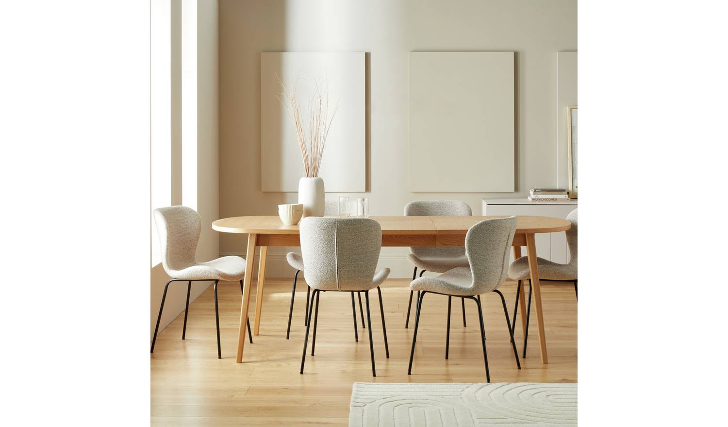 Habitat Etta Extending Oak Dining Table & 6 Natural Chairs