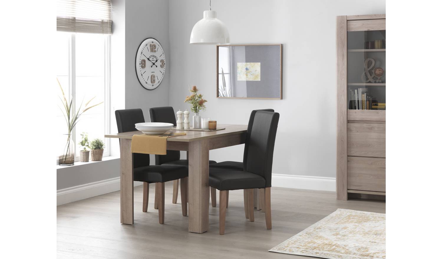 Argos Home Miami Oak Dining Table &4 Chocolate Chairs
