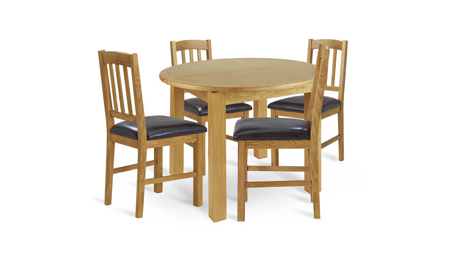 Argos Home Ashwell Ext Oak Dining Table & 4 Oak Black Chairs