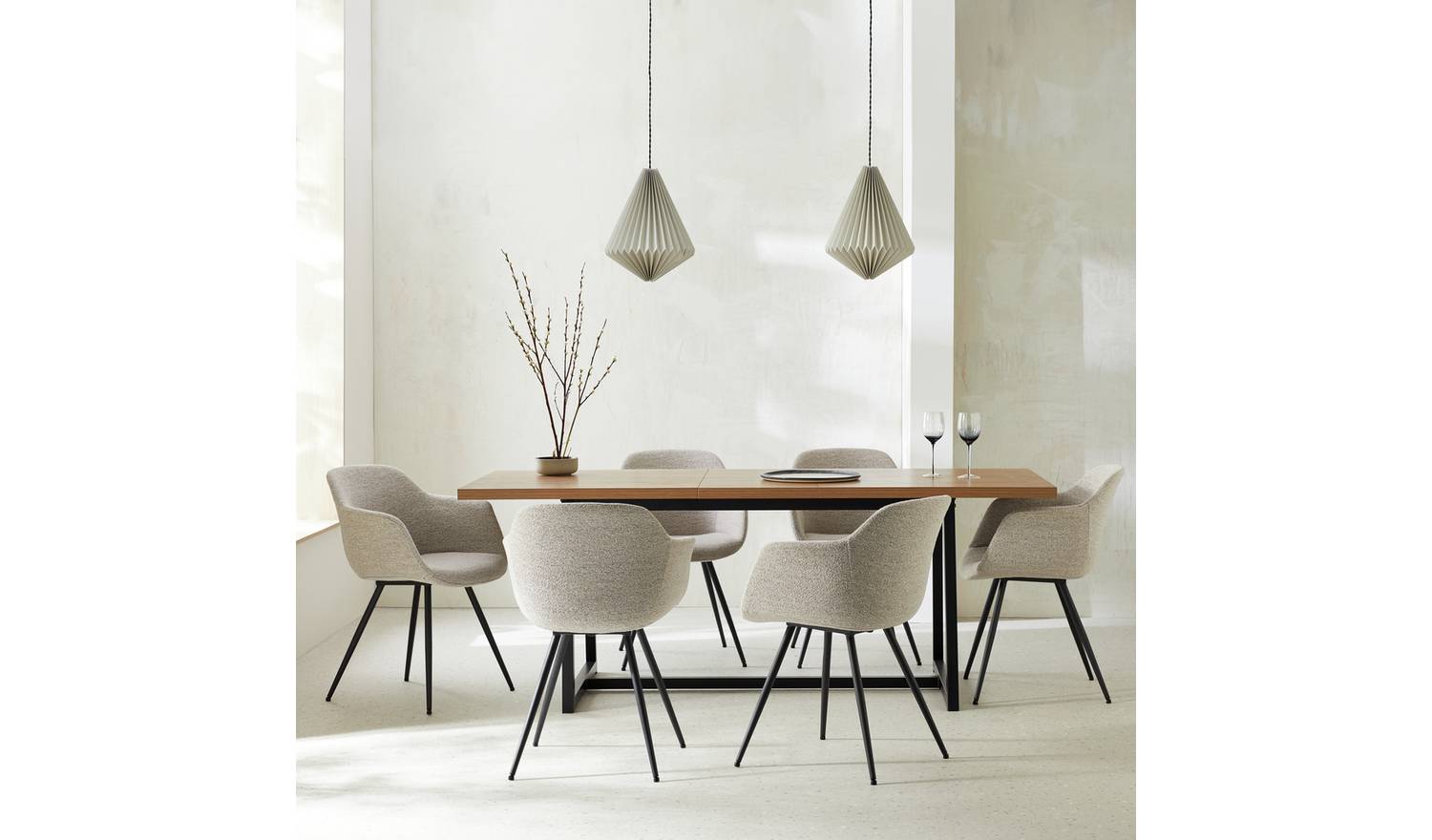 Habitat Nomad Extending Oak Dining Table & 6 Natural Chairs