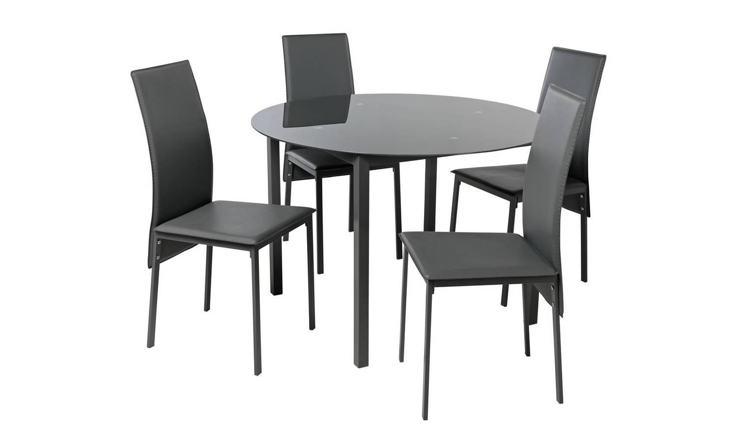 Argos Home Lido Black Dining Table & 4 Grey Chairs