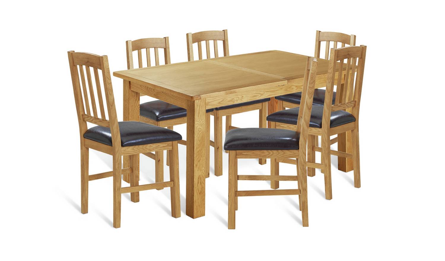 Argos Home Ashwell Ext Oak Dining Table & 6Black Chairs