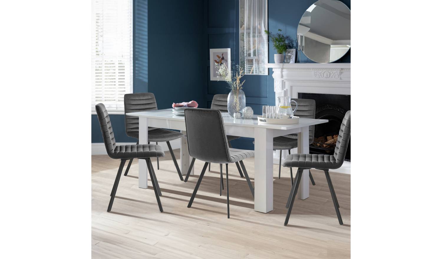 Argos Home Miami Ext Oak Dining Table & 4 Charcoal Chairs