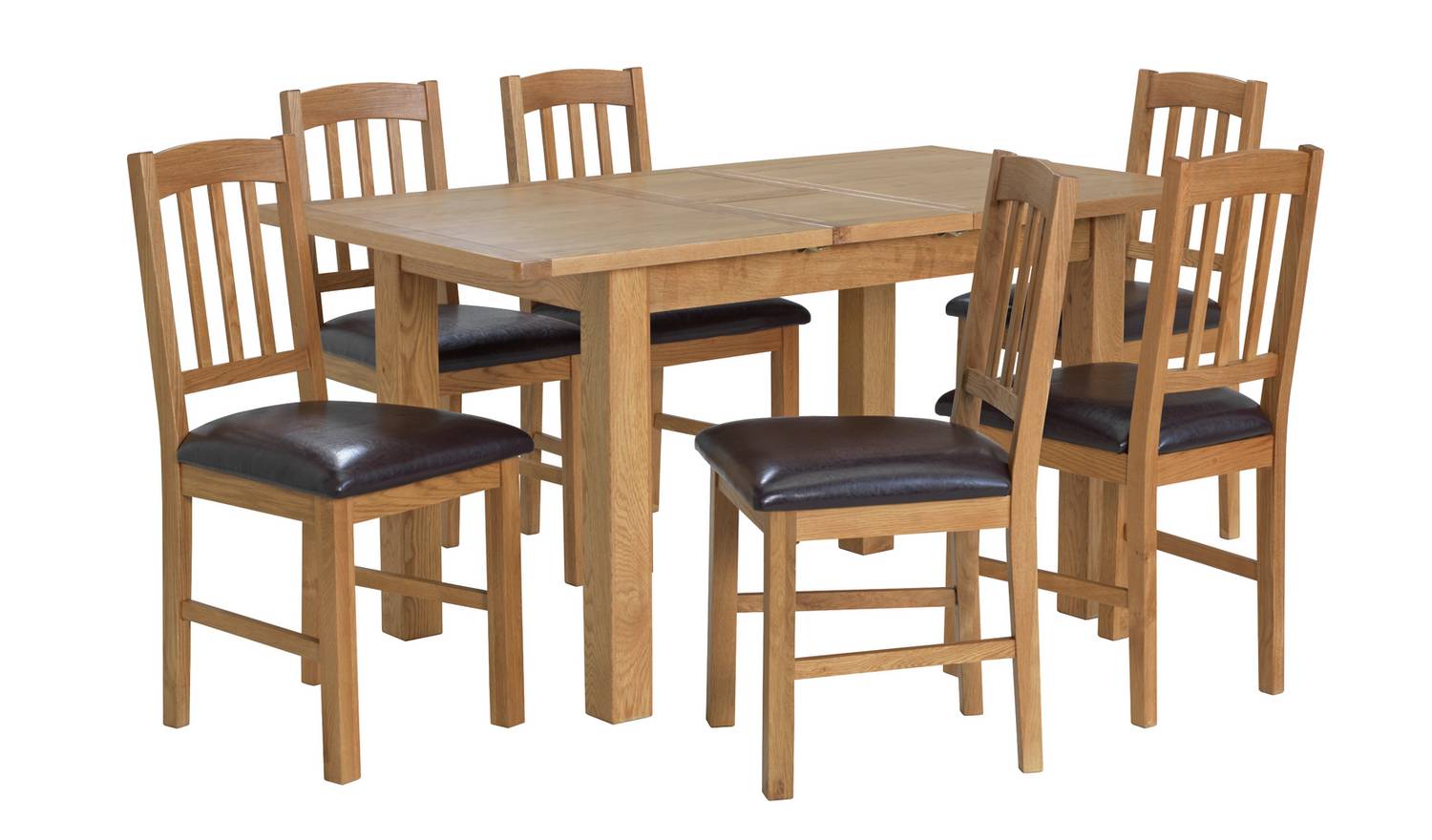 Argos Home Ashwell Ext Oak Dining Table & 6 Brown Chairs
