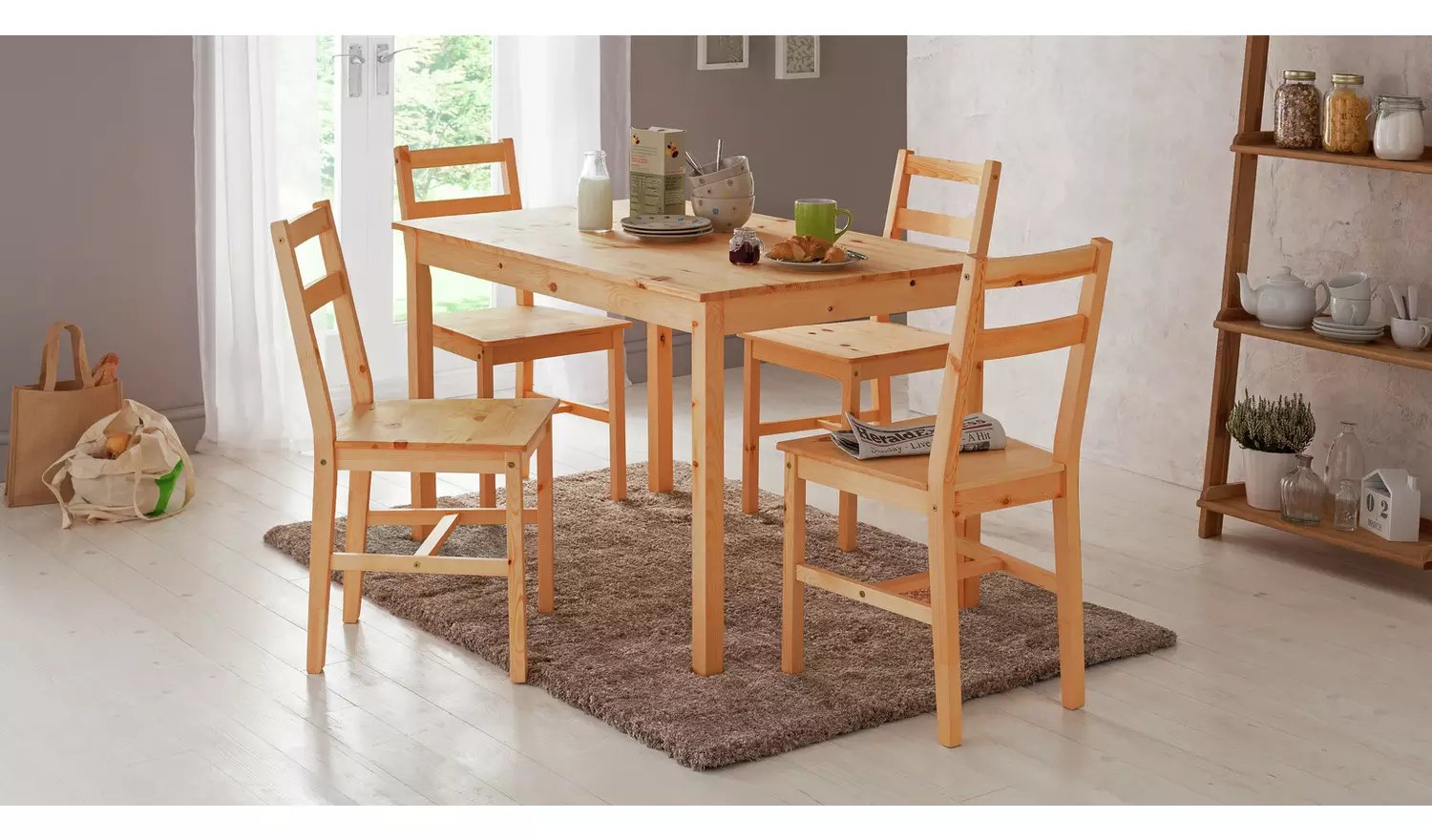 Argos Home Raye Solid Wood 4 Seater Dining Table - Natural