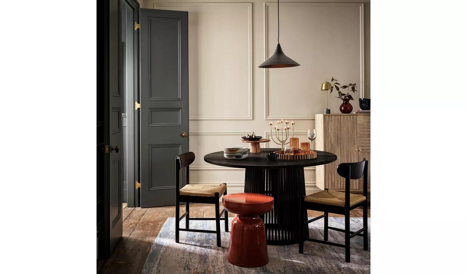 Habitat Jericho Solid Wood 4 Seater Dining Table - Black