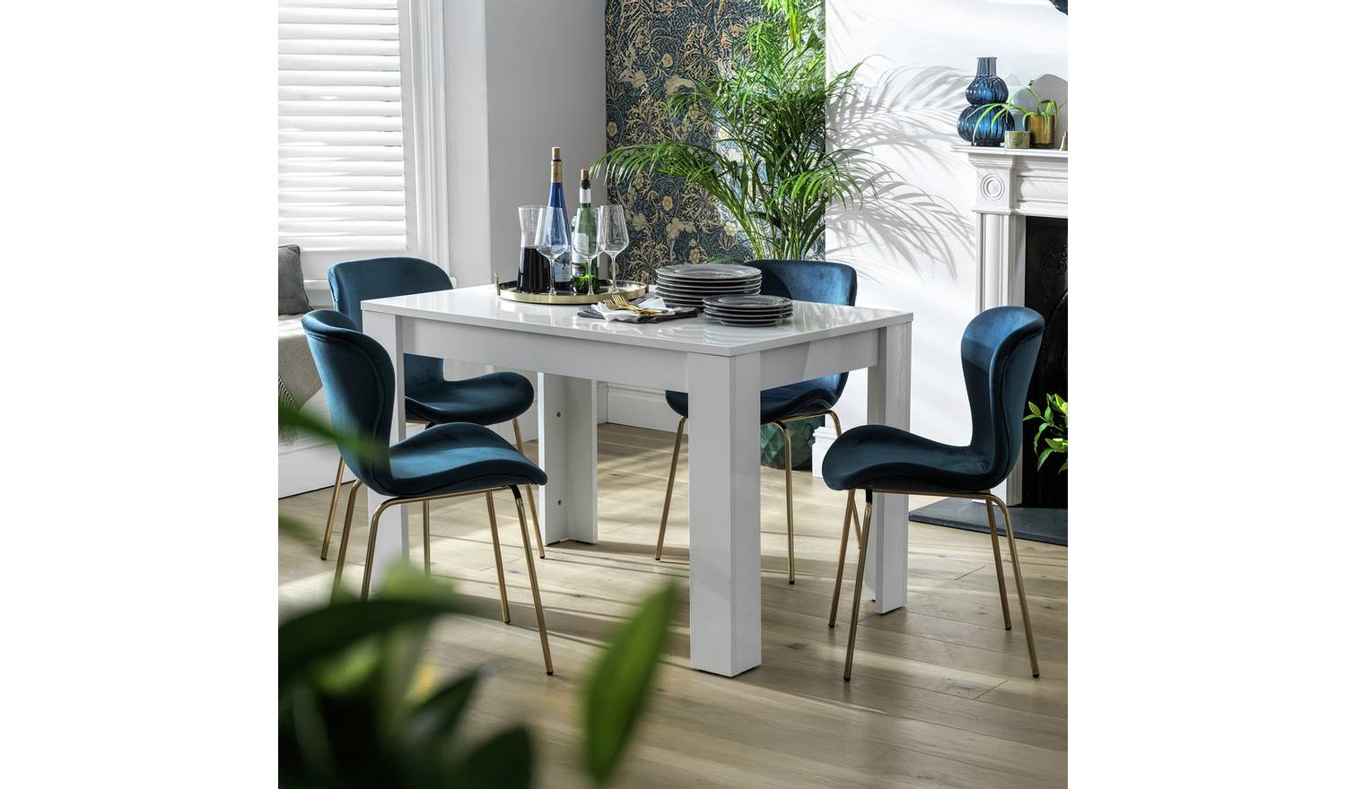 Argos Home Miami Gloss 4 Seater Dining Table - White