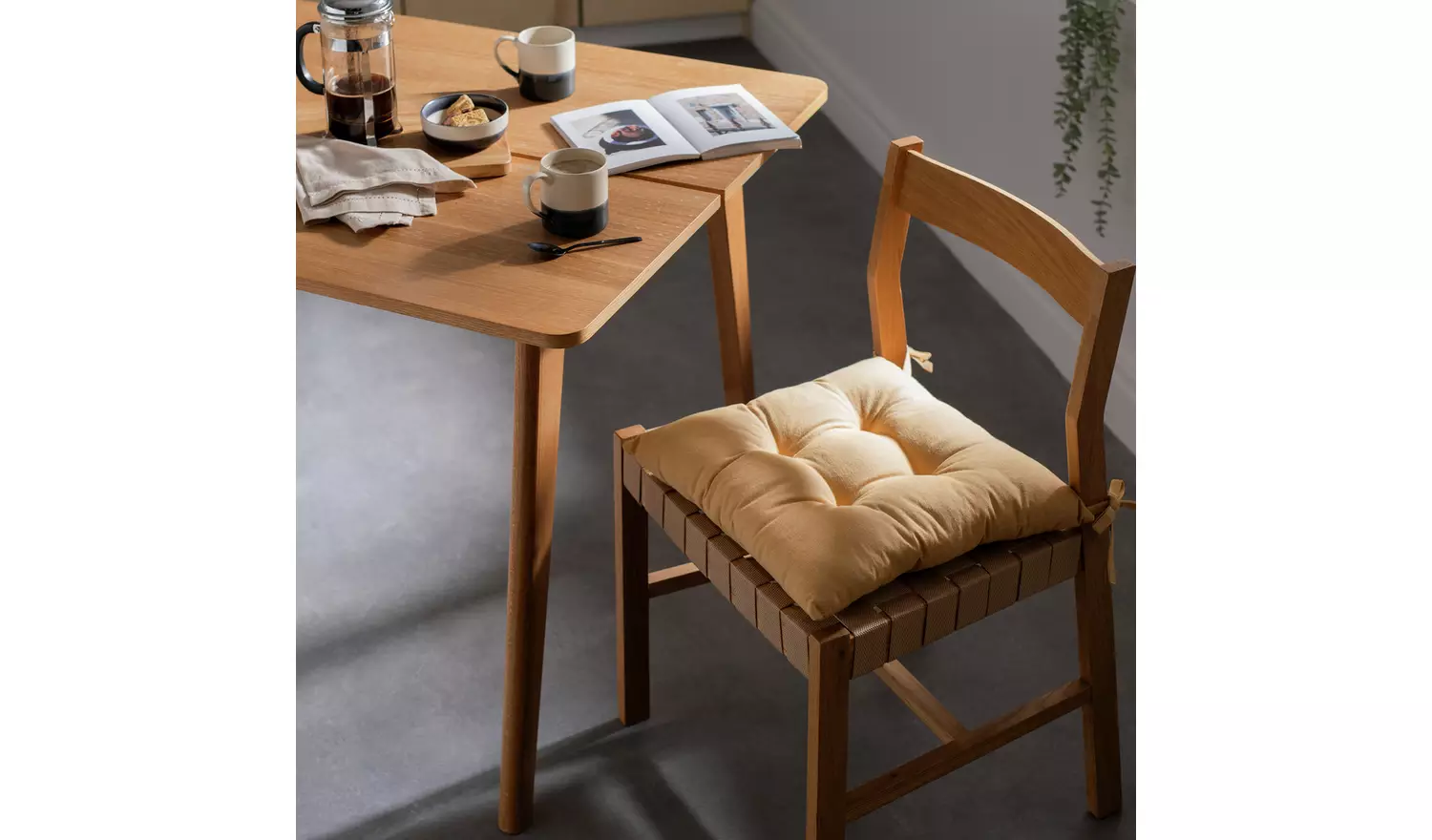 Habitat Chambray Pack of 2 Seat Cushions - Mustard