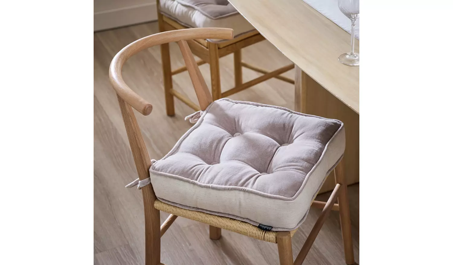 Habitat Velvet Mix Pack of 2 Seat Cushions - Natural