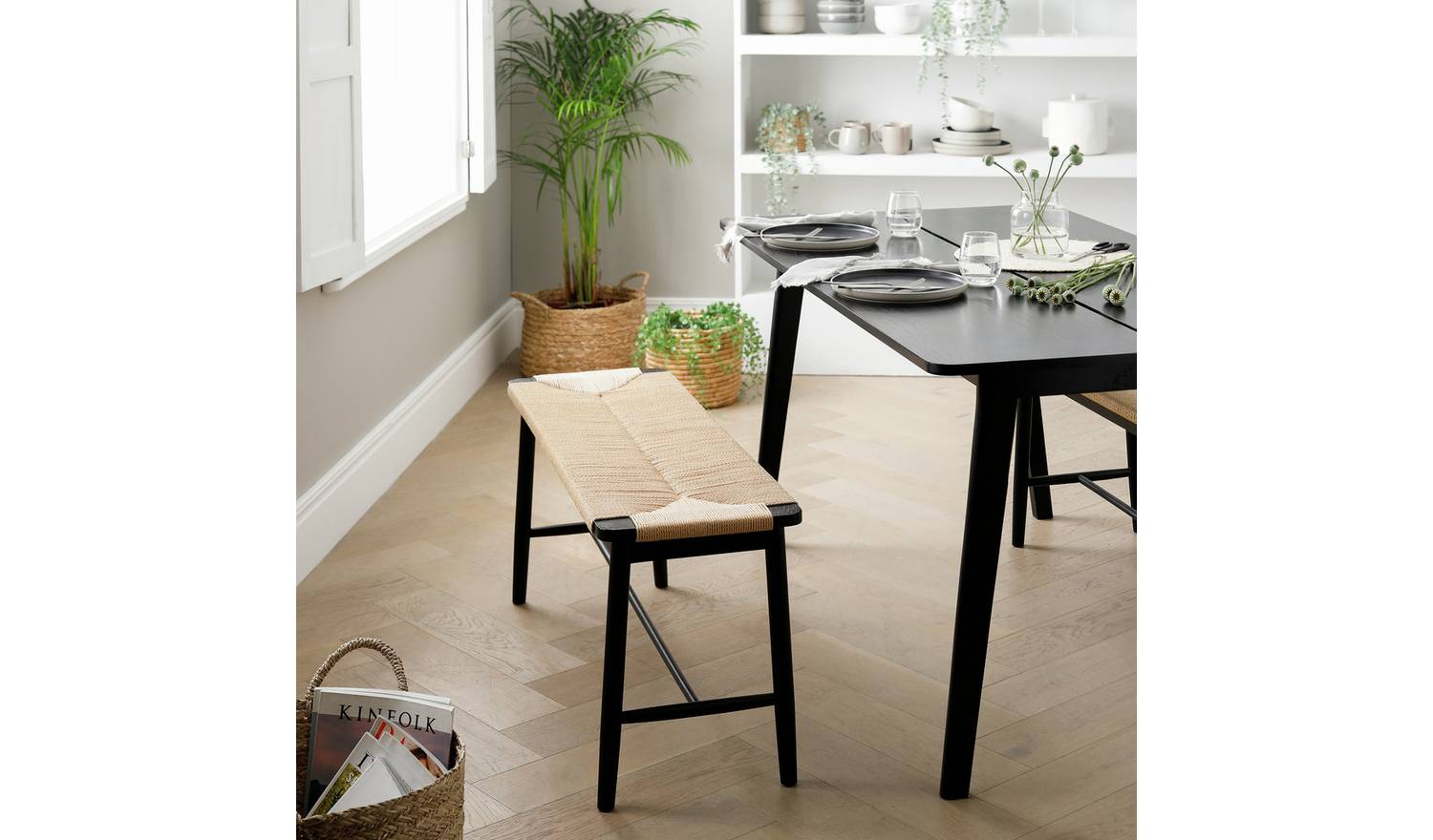 Habitat Hanna Oak Bench - Black