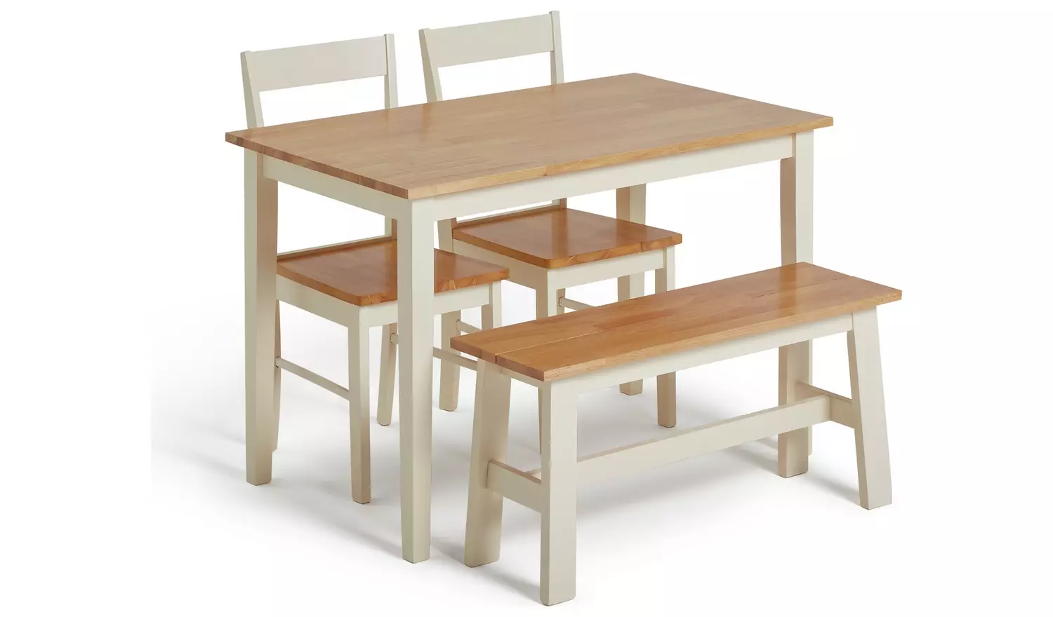 Argos Home Chicago White Dining Table, Bench &2 White Chairs