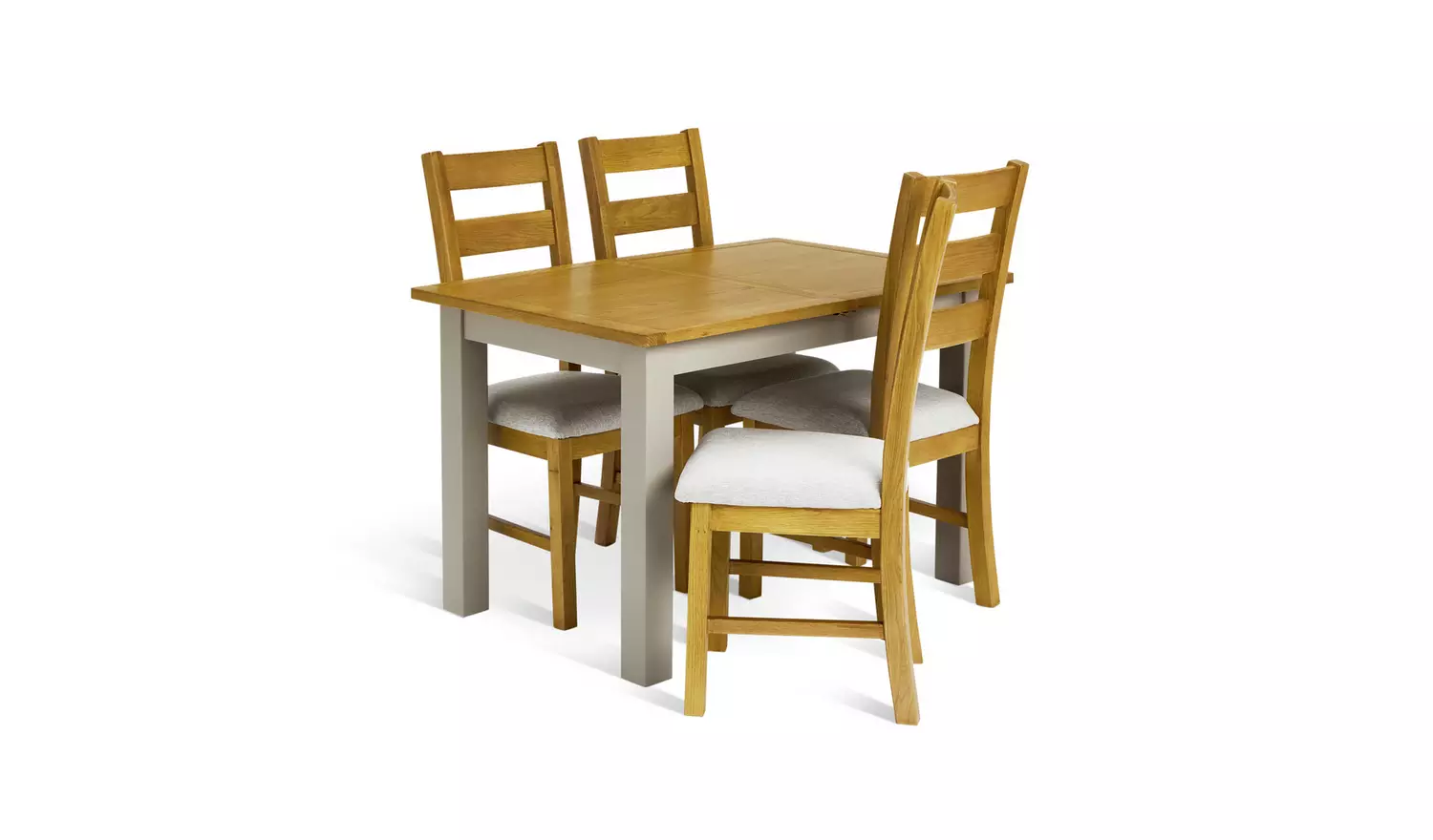 Argos Home Ashwell Ext Oak Dining Table & 4 Grey Chairs