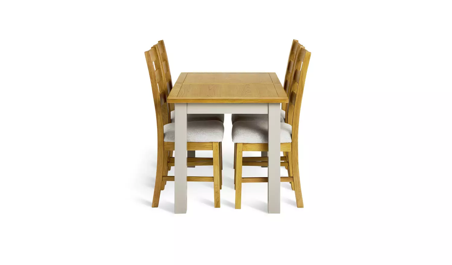 Argos Home Ashwell Ext Oak Dining Table & 4 Grey Chairs