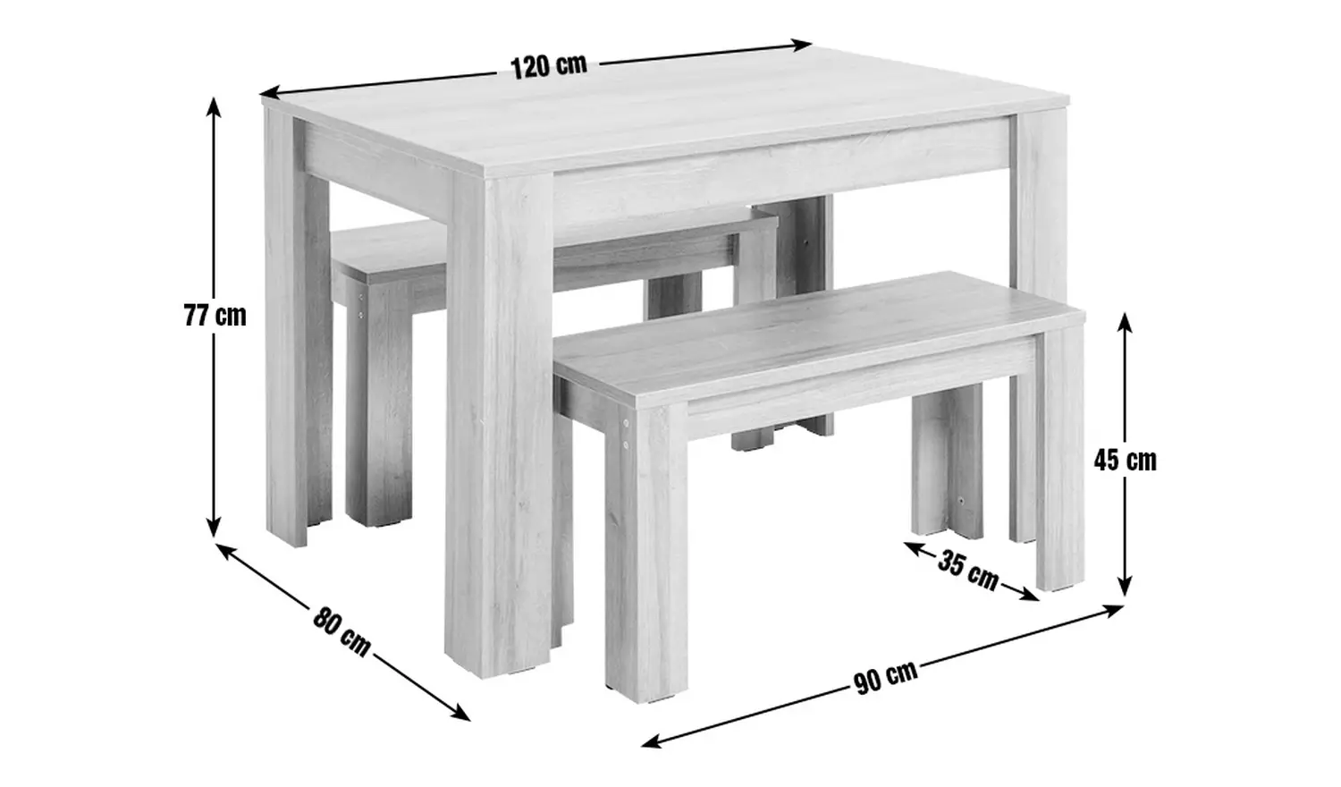 Argos Home Miami Oak Dining Table & 2 Oak Benches