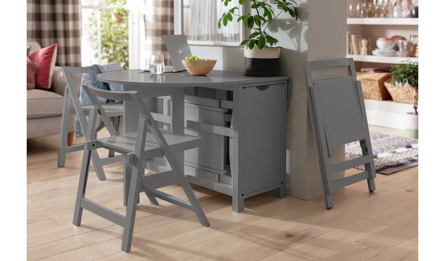 Argos Home Butterfly Ext Grey Dining Table & 4 Grey Chairs