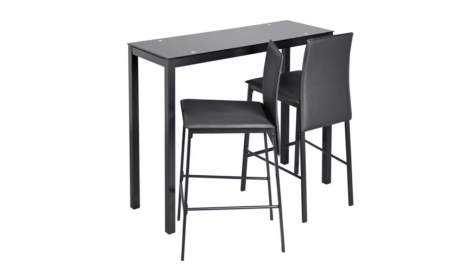 Argos Home Lido Black Bar Table & 2 Black Chairs