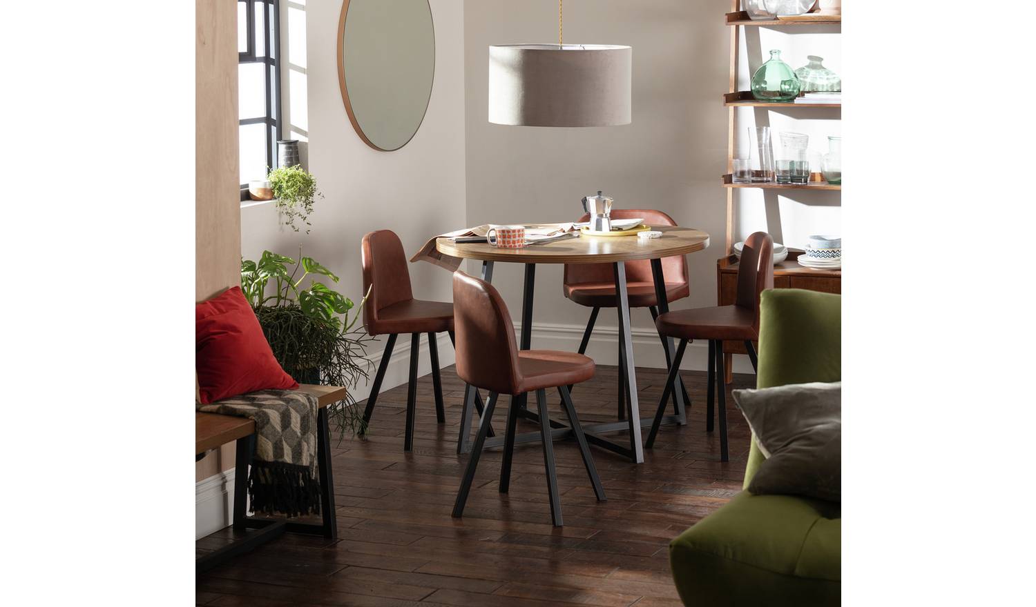 Habitat Nomad Oak Dining Table & 4 Chocolate Chairs