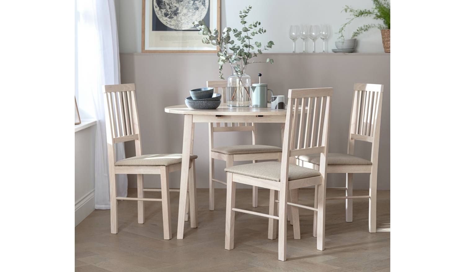 Argos Home Kendal Extending Oak Dining Table & 4 Oak Chairs