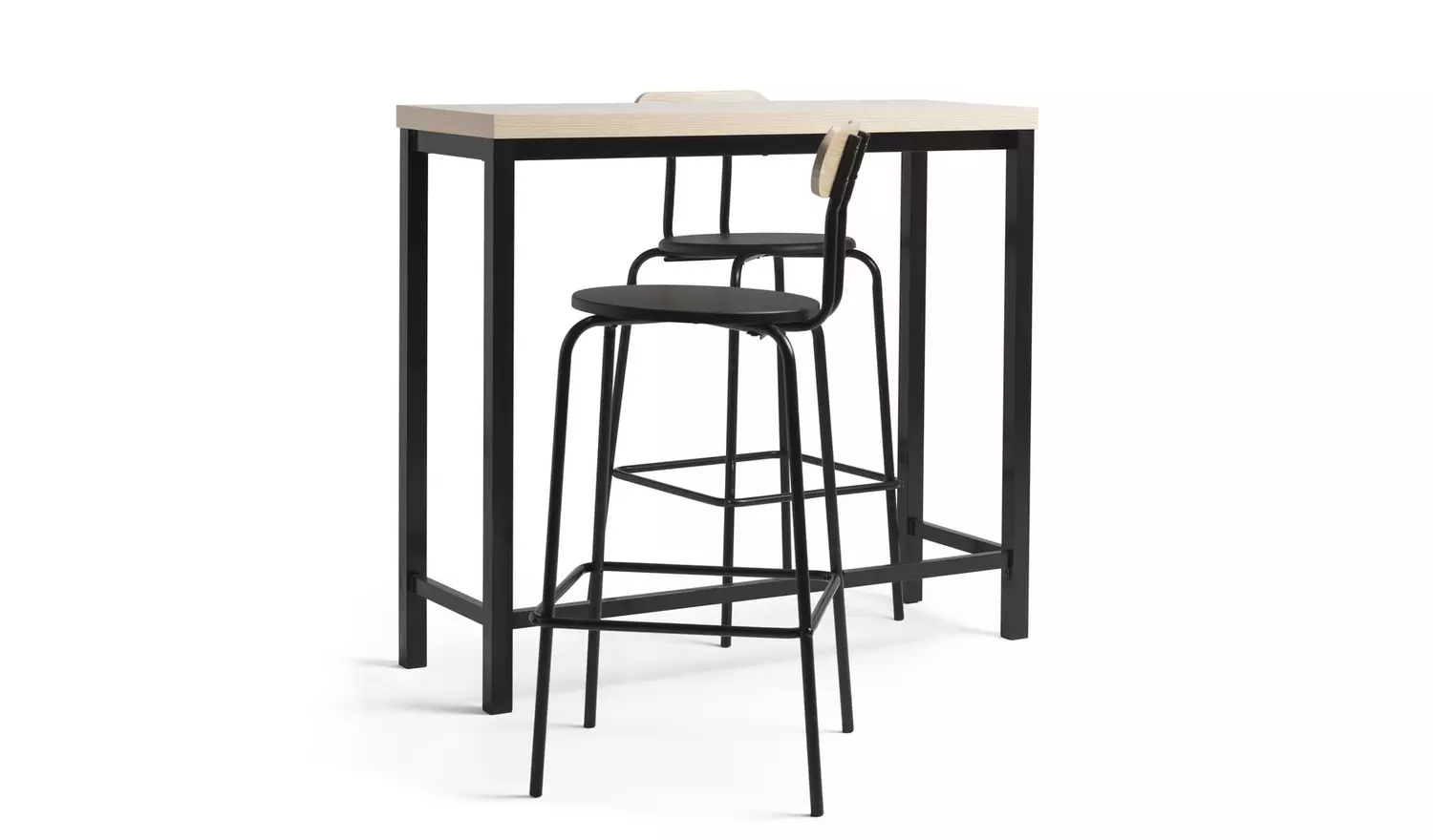 Habitat Zayn Black Bar Table & 2 Black Chairs