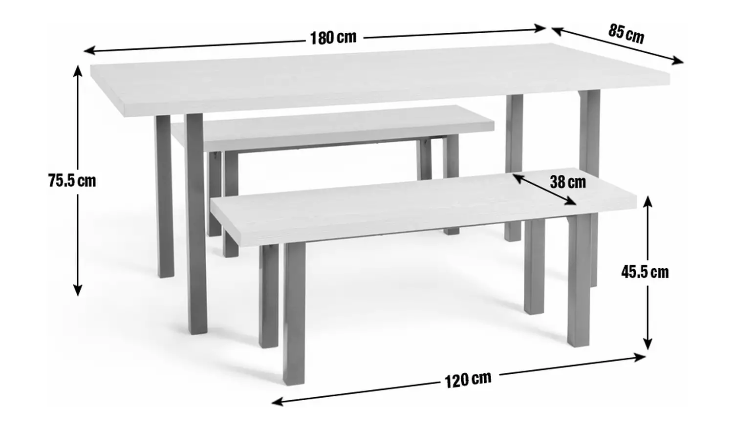 Habitat Zayn Non-Extend Birch Dining Table & 2 Birch Benches