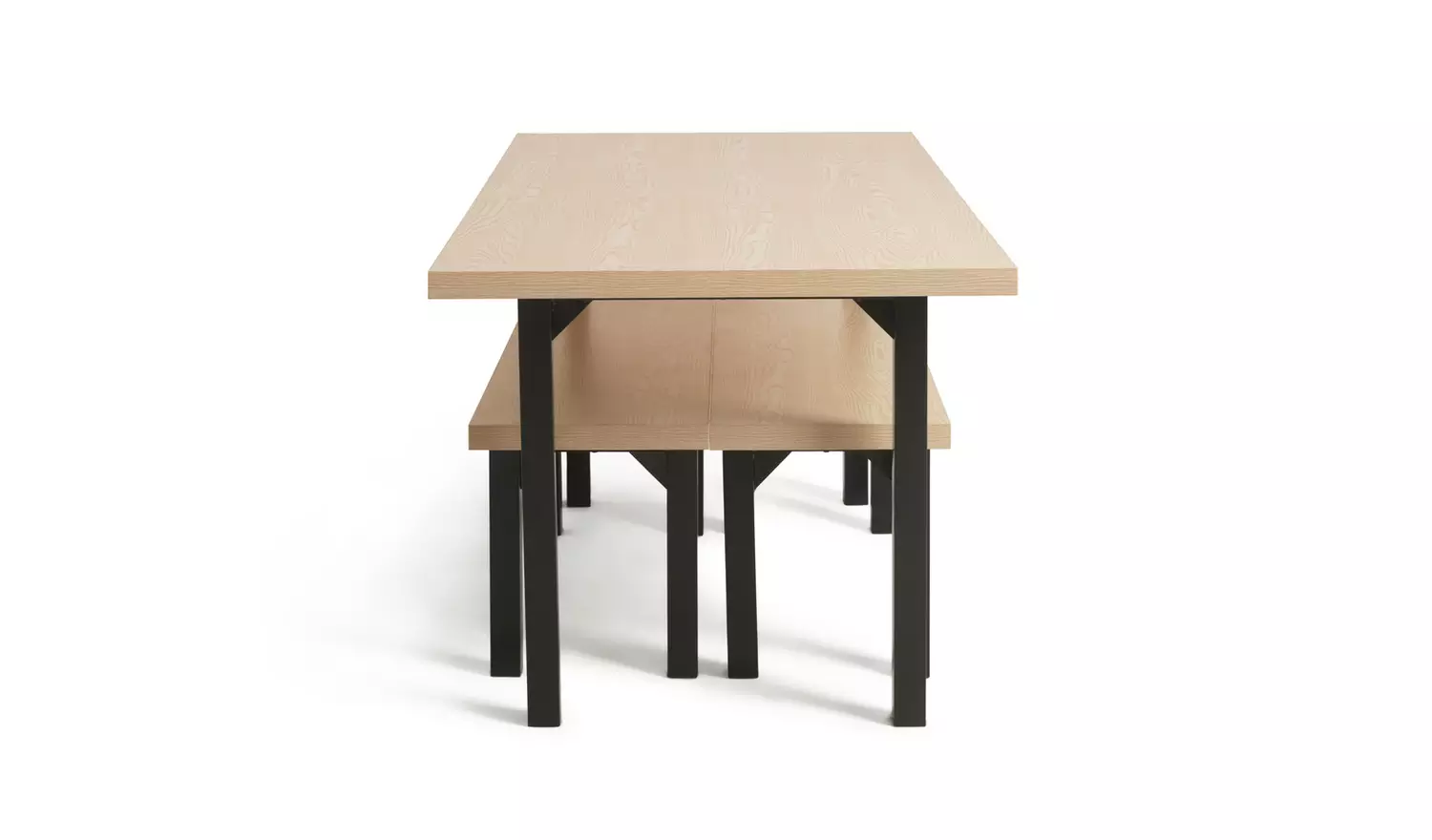 Habitat Zayn Non-Extend Birch Dining Table & 2 Birch Benches