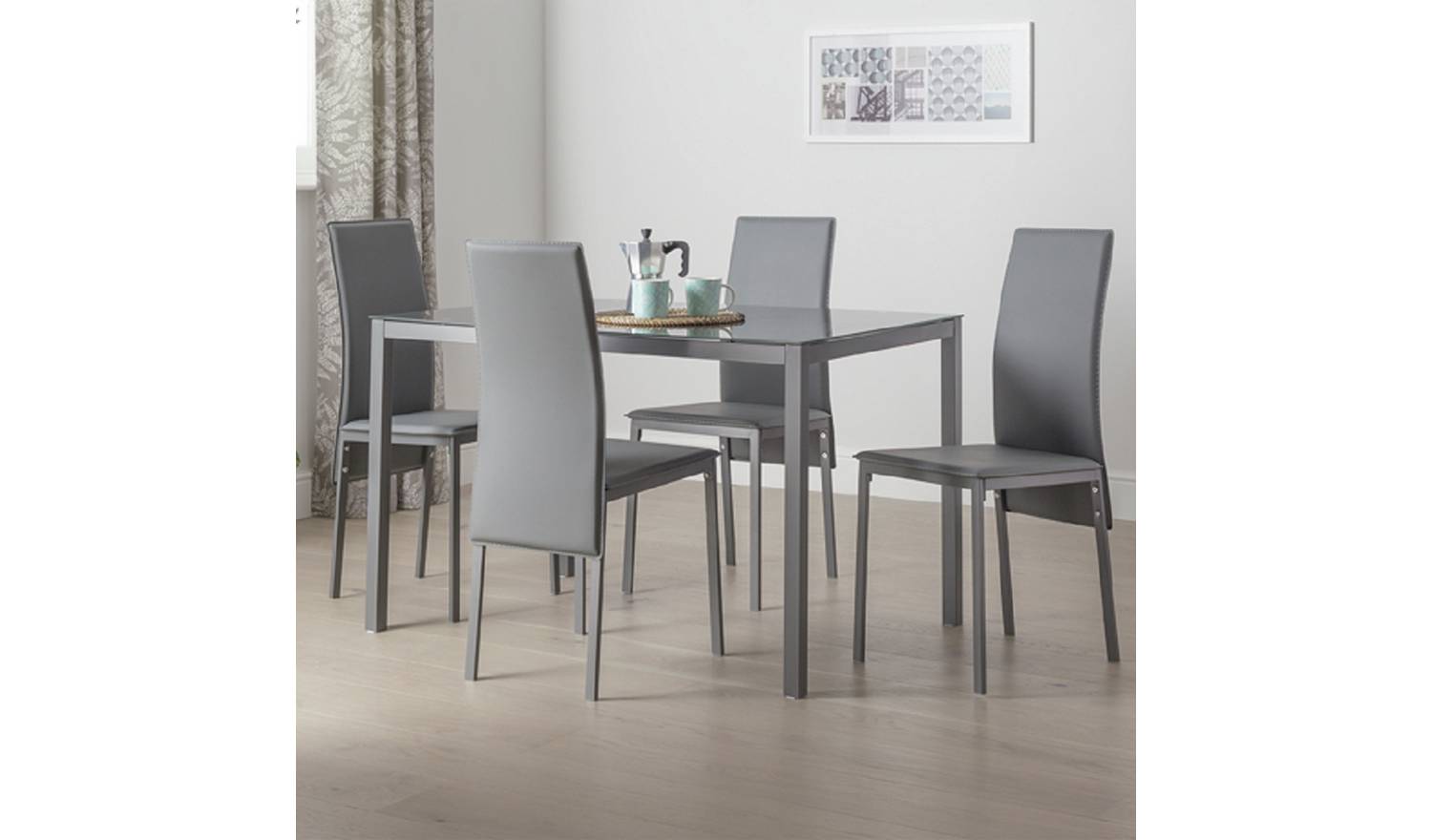 Argos Home Lido Grey Dining Table & 4 Grey Chairs