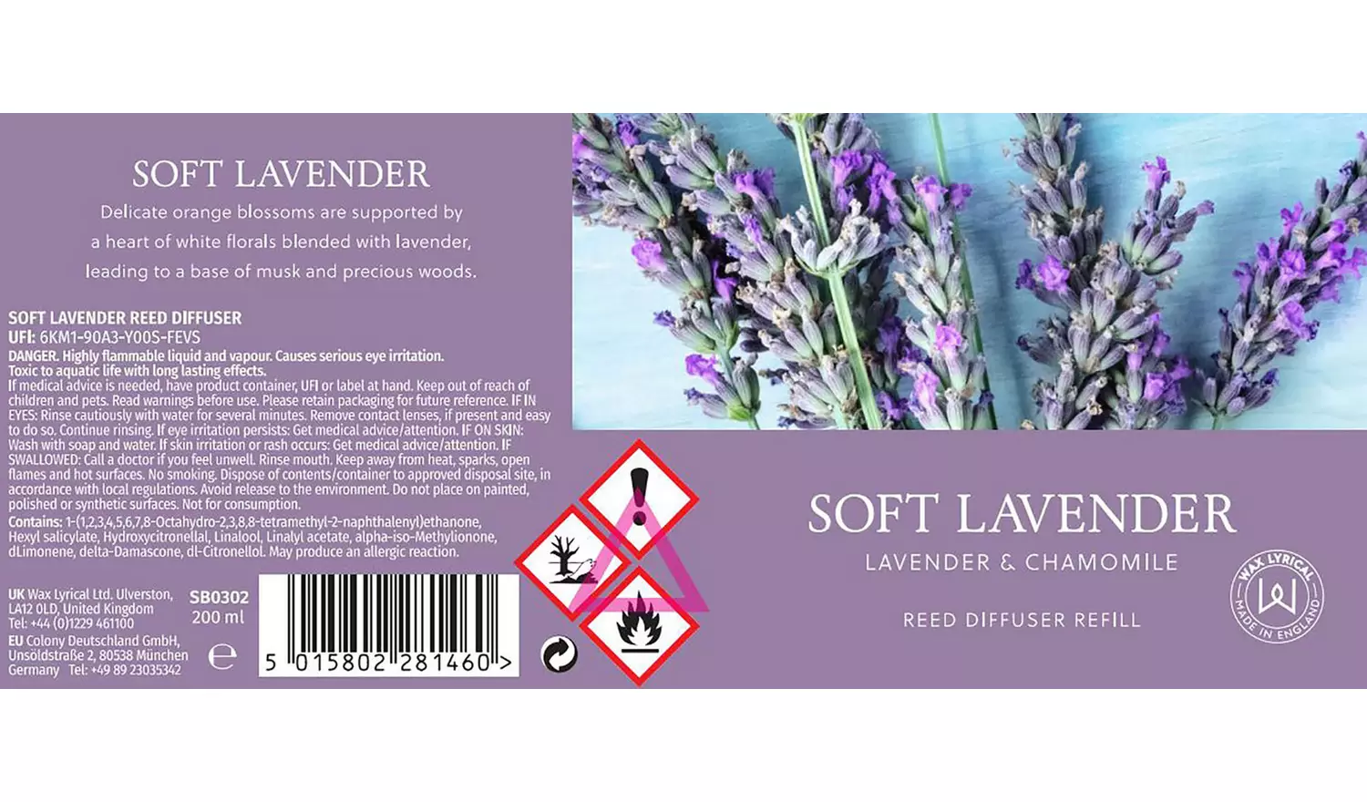 Wax Lyrical 200ml Diffuser Refill - Soft Lavender