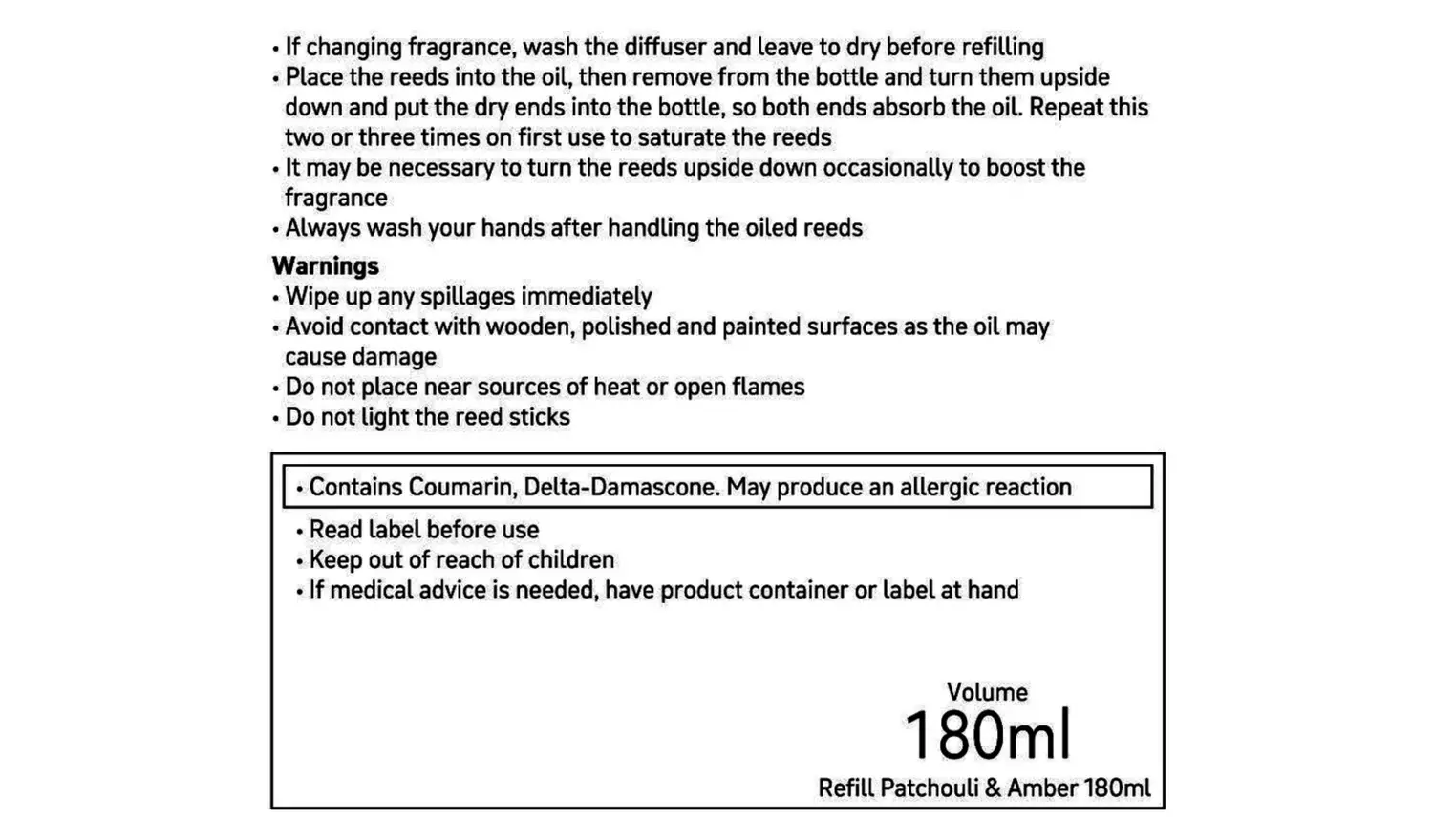 Habitat 180ml Diffuser Refill - Patchouli and Amber