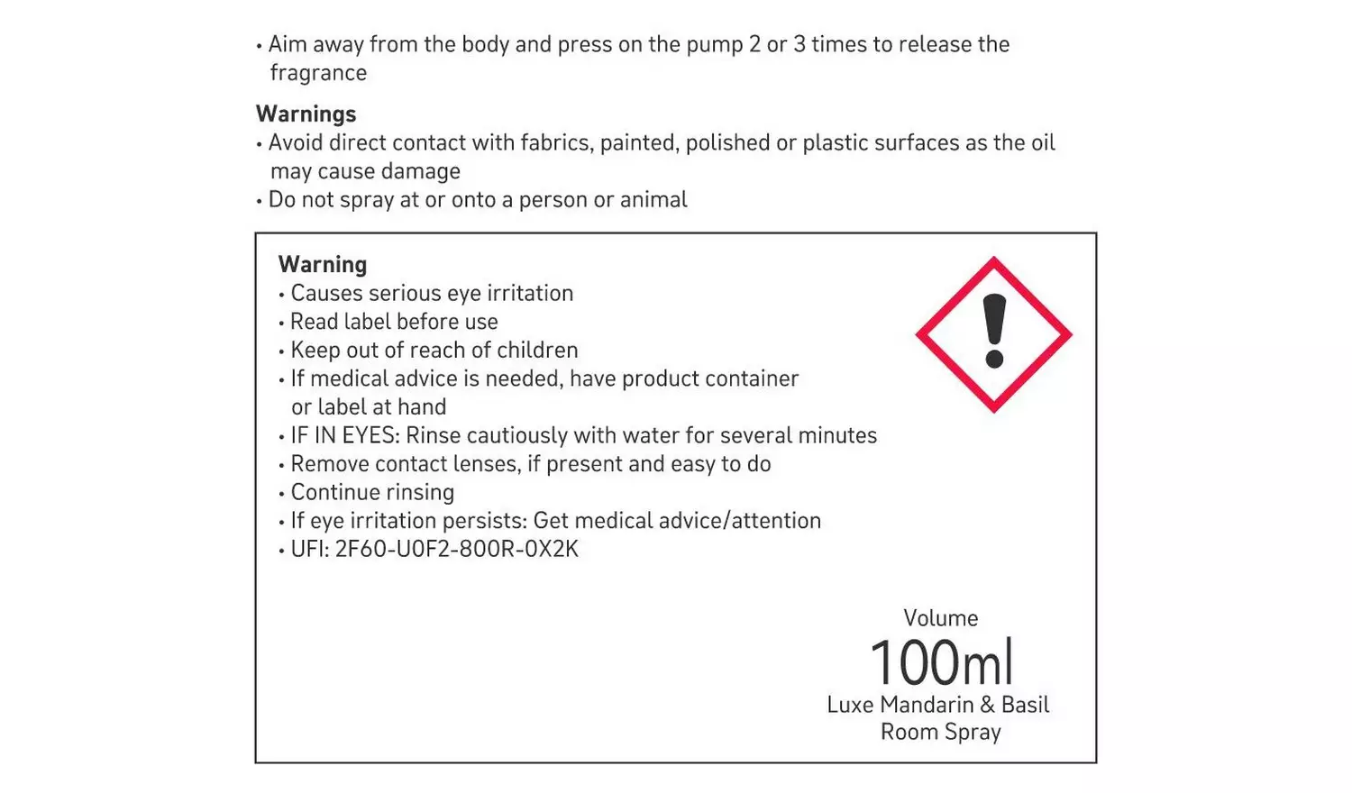 Habitat 100ml Room Spray - Mandarin & Basil