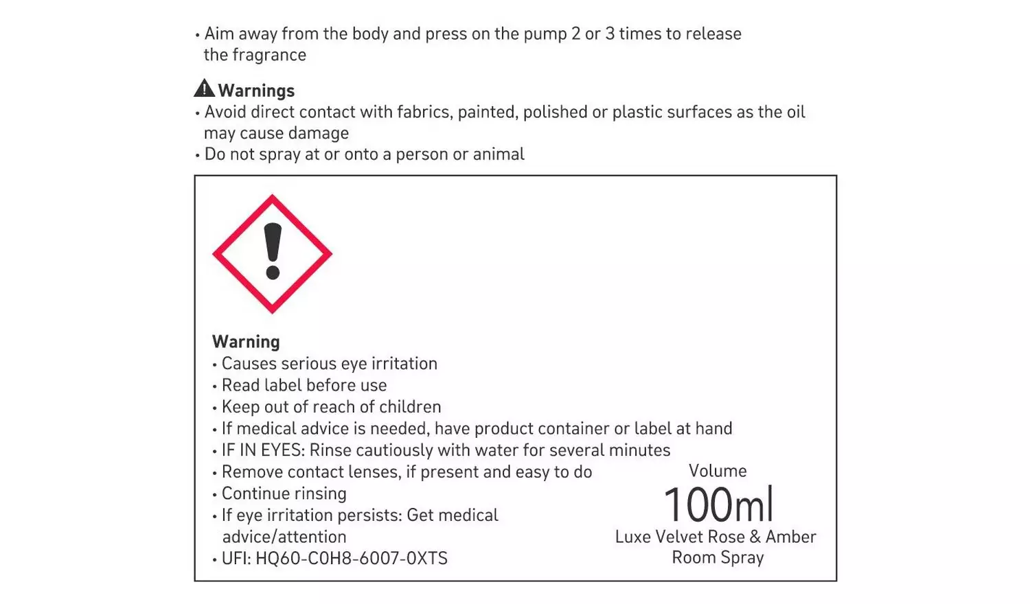 Habitat 100ml Room Spray - Velvet Rose & Amber