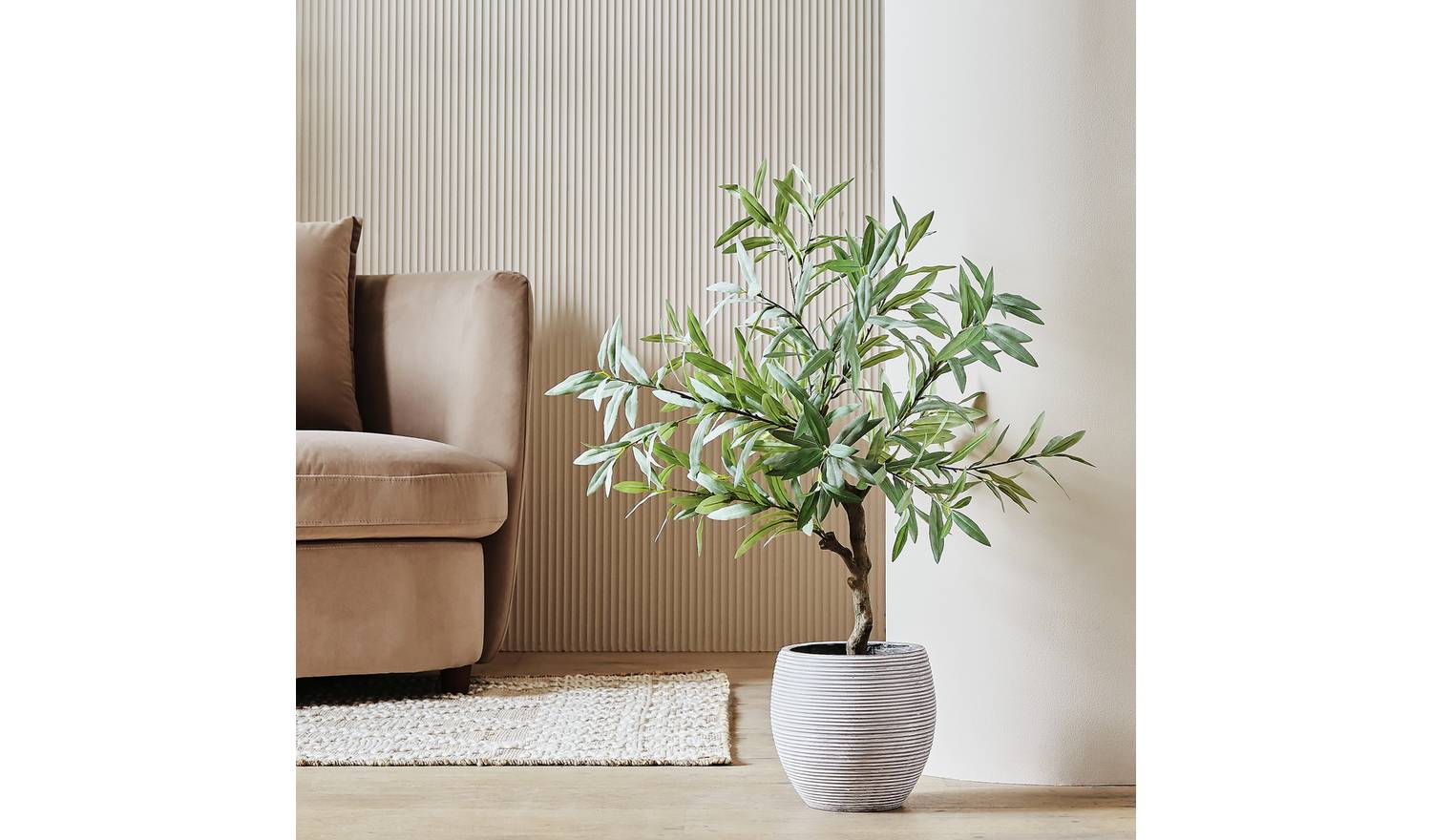 Habitat Artificial Green Olive Tree in White Resin Pot