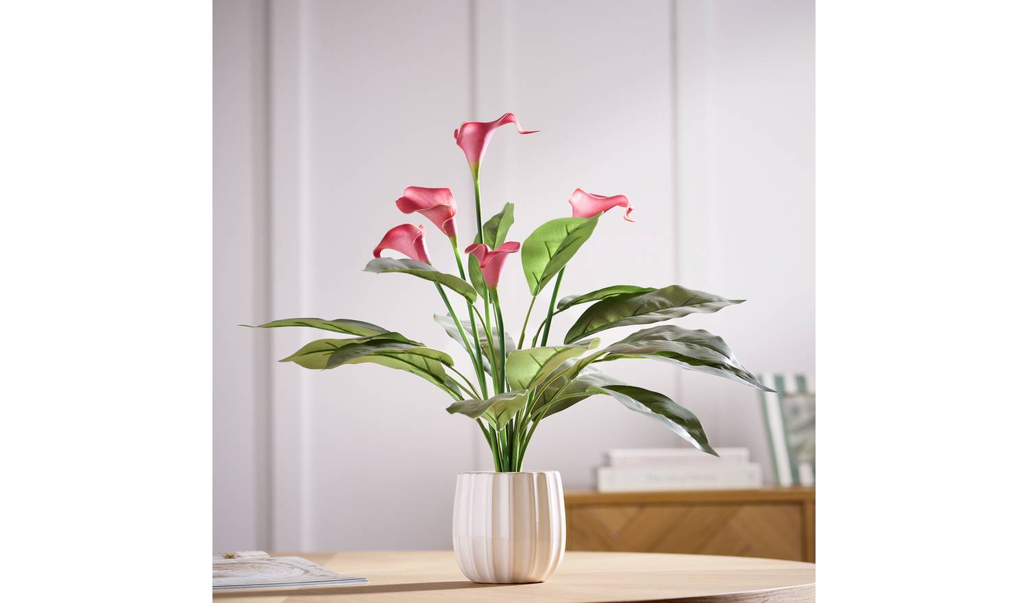 Argos Home Artificial Red Calla Lily in White Ceramic Pot