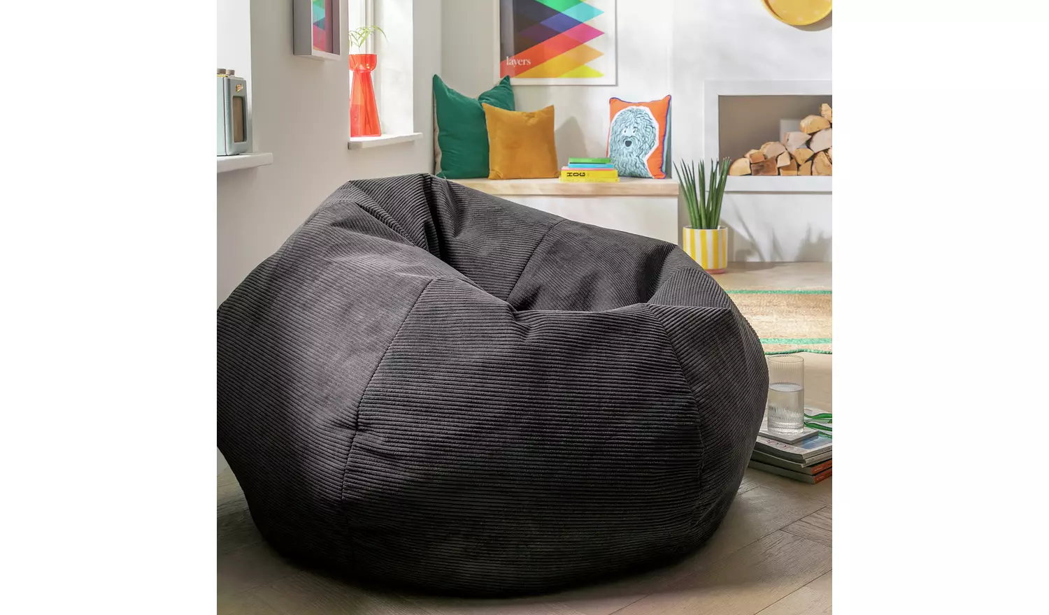 Kaikoo Ayrton Cord Beanbag - Grey