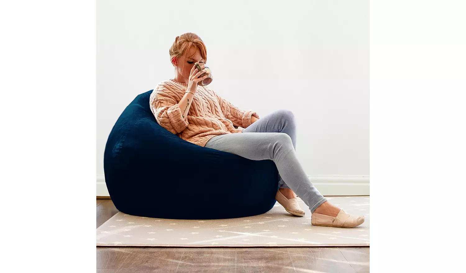 rucomfy Velvet Slouchbag Bean Bag - Peacock Blue