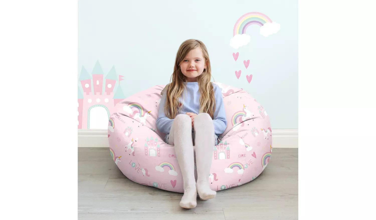 rucomfy Kids Unicorn Castle Bean Bag - Pink