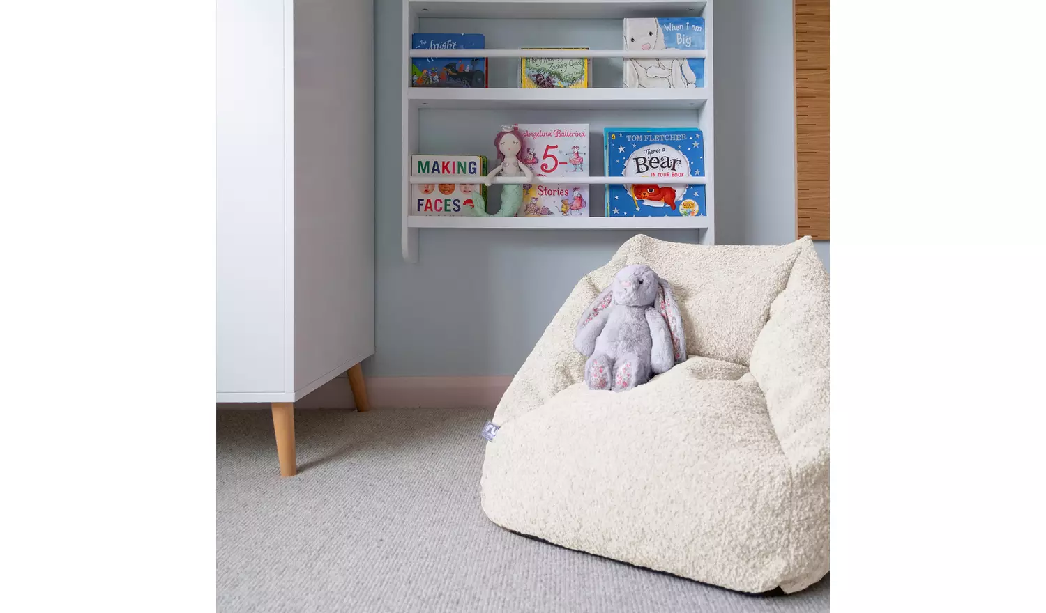 rucomfy Kids Snuggle Bean Bag Chair And Footstool - Oatmeal