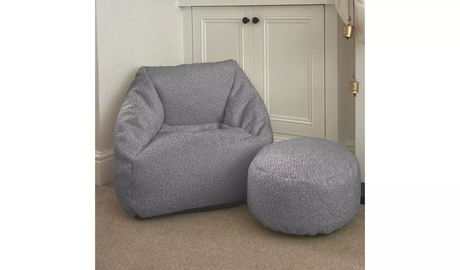 rucomfy Kids Snuggle Bean Bag Chair And Footstool- Grey