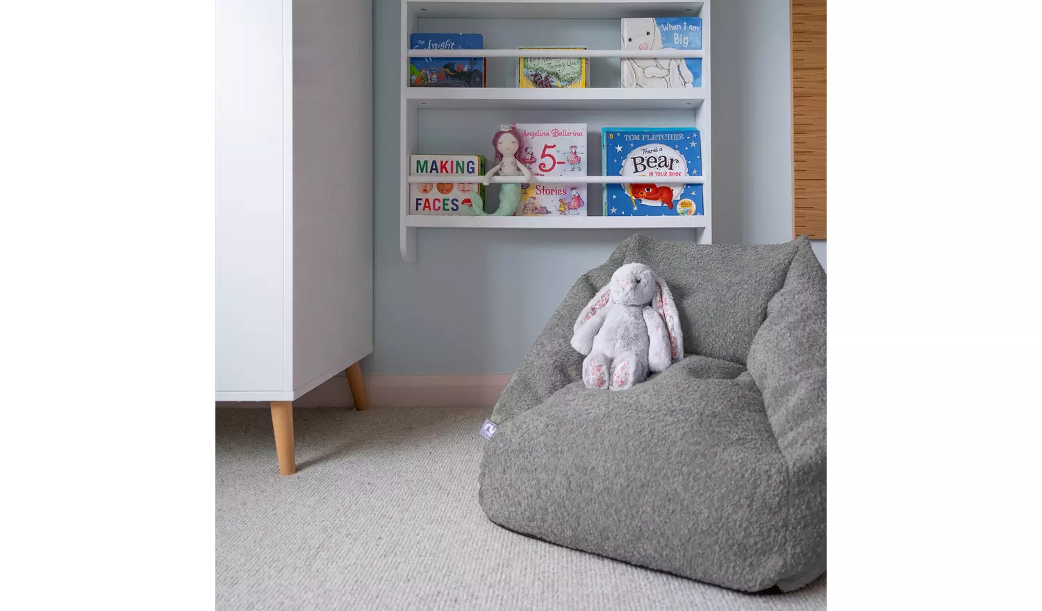 rucomfy Kids Snuggle Bean Bag Chair And Footstool- Grey