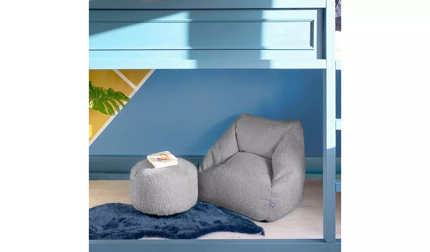 rucomfy Kids Snuggle Bean Bag Chair And Footstool- Grey