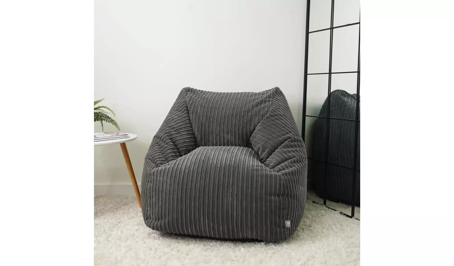 rucomfy Fabric Jumbo Cord Snuggle Chair Beanbag - Slate Grey