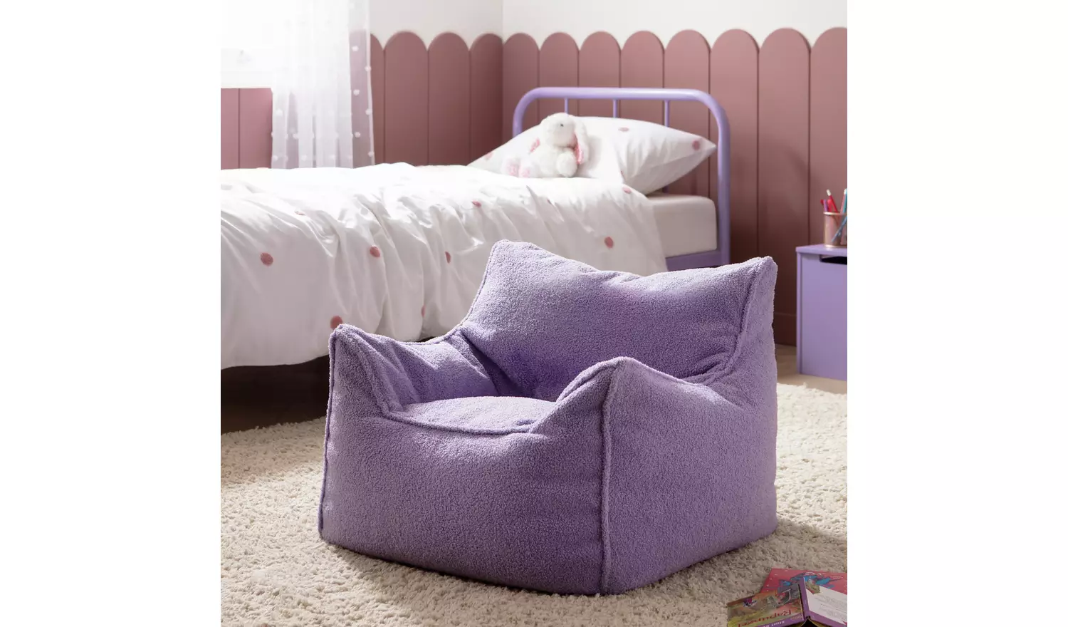 Kaikoo Kids Single Chair Boucle Bean Bag - LiLac