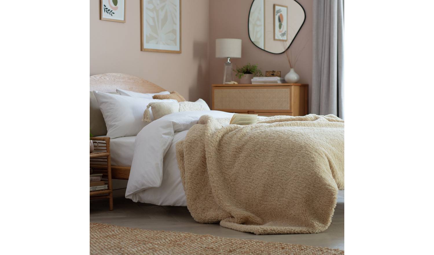 Habitat Faux Shearling Throw - Oatmeal - 150x200cm