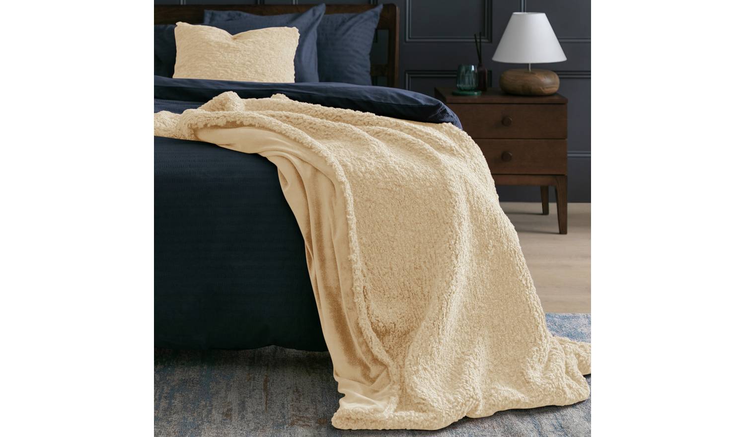 Habitat Faux Shearling Throw - Oatmeal - 125X150cm