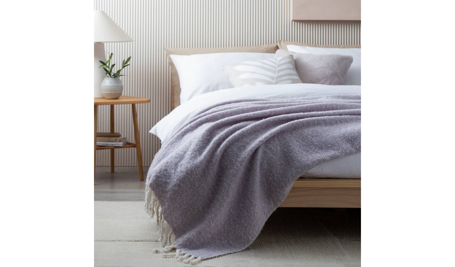 Habitat Textured Faux Mohair Throw - Lilac - 125x150cm