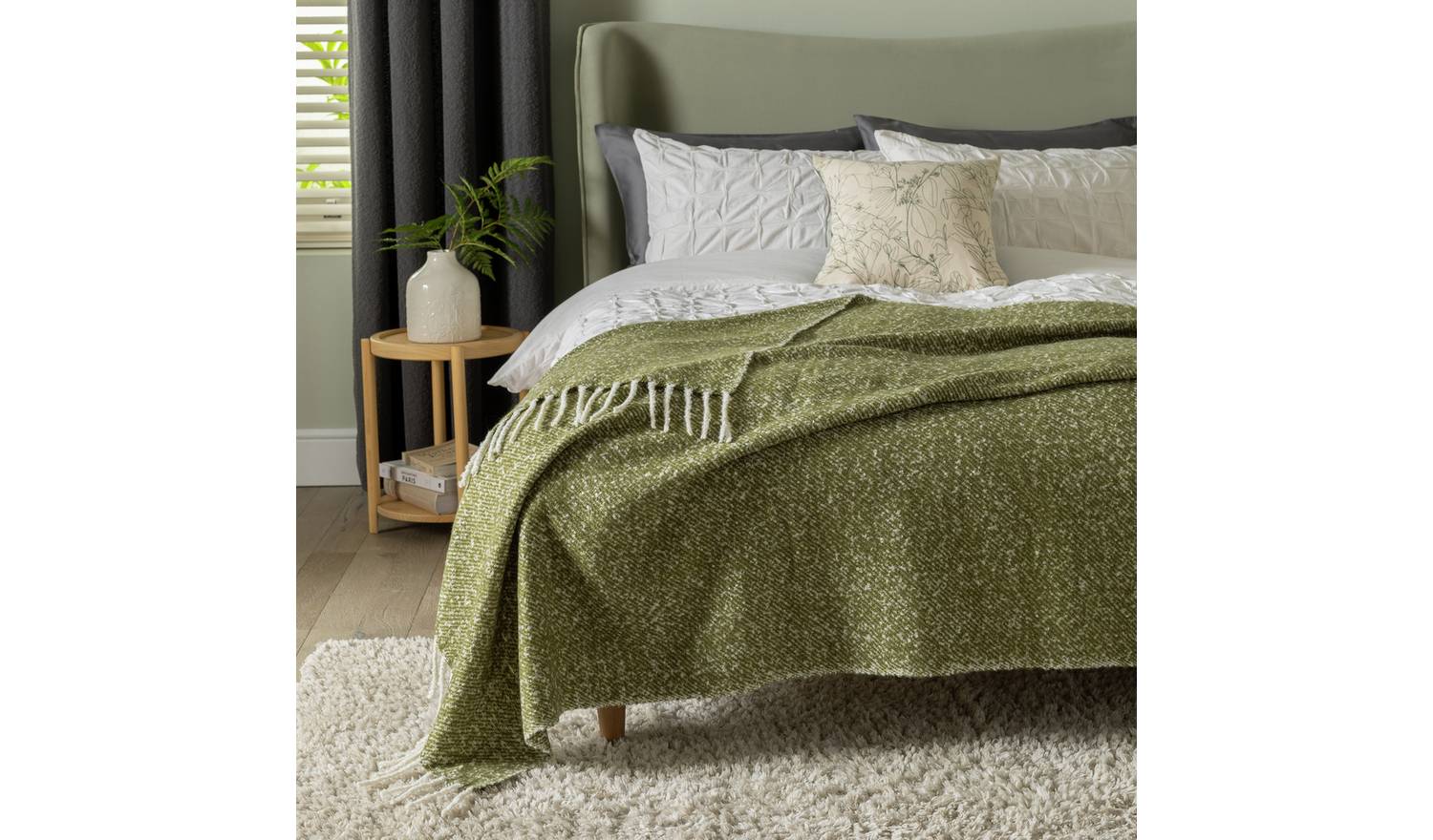 Habitat Faux Mohair Throw - Moss Green - 125x150cm
