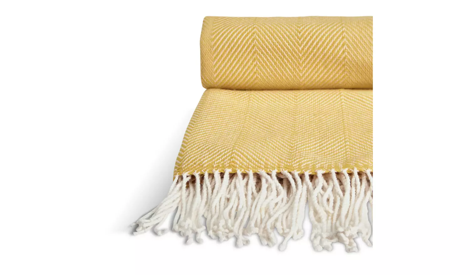 Habitat Herringbone Throw - Mustard - 125x150cm