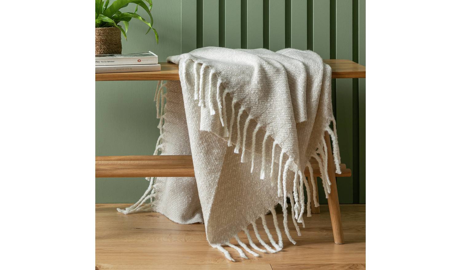 Habitat Faux Mohair Stripe Throw - Latte - 125 x 150cm